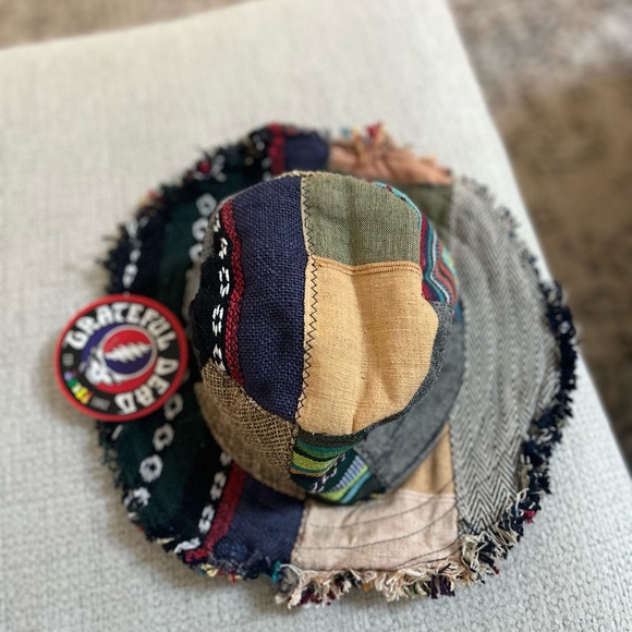 Patchwork Bucket Hat Grateful Dead Logo Hemp & Cotton - Picture 6 of 6